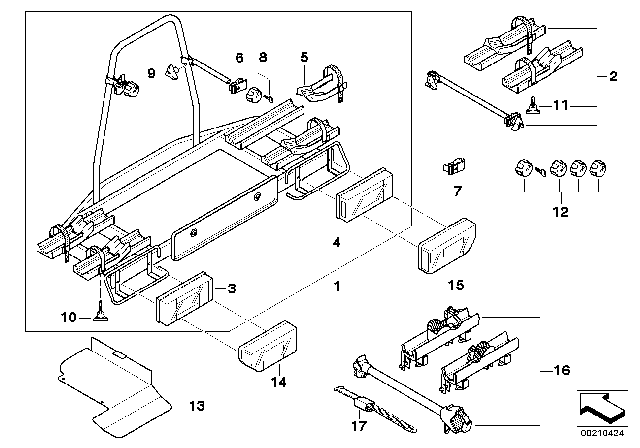 1995 BMW 525i Bicycle Rack, Trailer Coupling Diagram