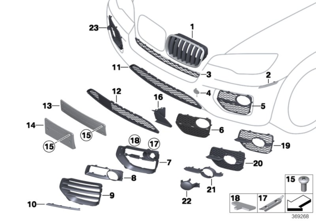 2010 BMW X6 Front Bumper Mounting Parts Diagram