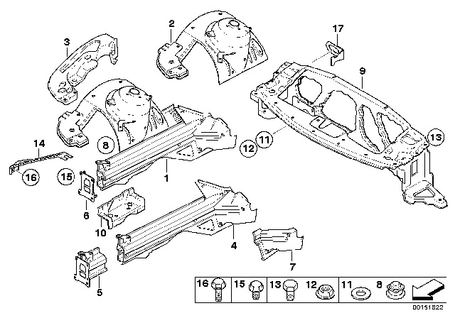 2003 BMW Z4 Wheelhouse / Engine Support Diagram