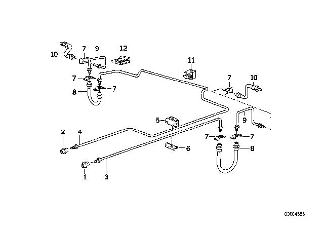 1994 BMW 540i Brake Pipe Rear ABS/ASC+T Diagram 2