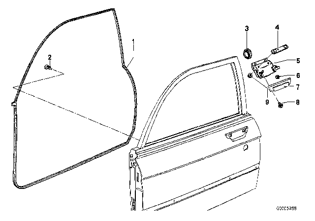 1976 BMW 530i Locking System, Door Diagram 1