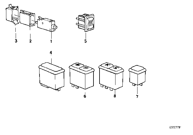 1987 BMW M6 Switch - Center Console Diagram