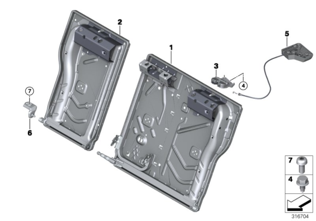 2016 BMW 435i Seat, Rear, Seat Frame Diagram 1