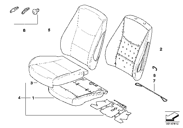 2011 BMW 135i Seat, Front, Cushion & Cover Diagram 2