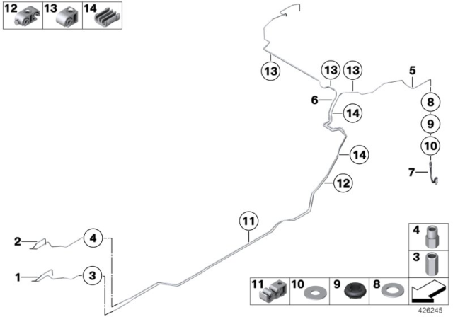 2013 BMW 535i xDrive Brake Pipe, Rear Diagram