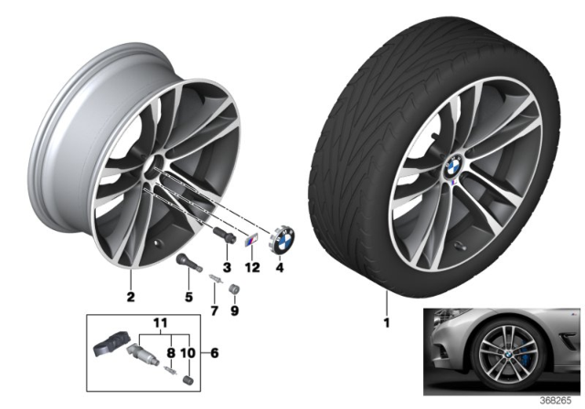 2015 BMW 328i GT xDrive Disc Wheel, Light Alloy, Bright-Turned Diagram for 36117847543