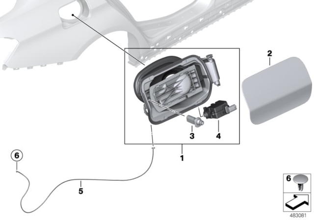 2014 BMW 328i Fill-In Flap Diagram