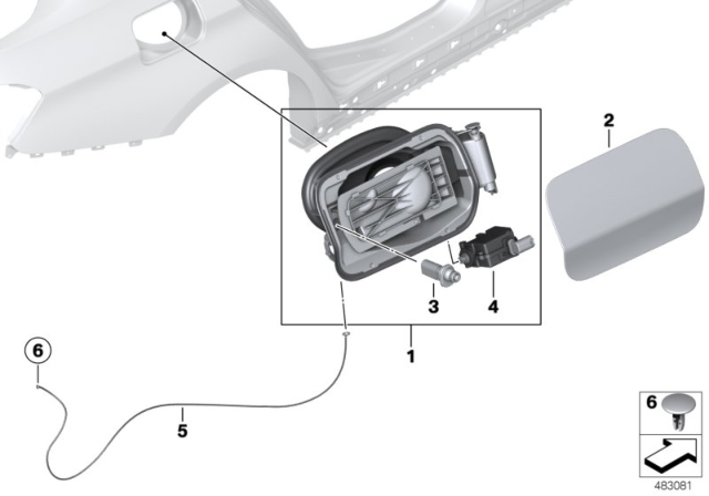 2016 BMW 328i xDrive Fill-In Flap Diagram