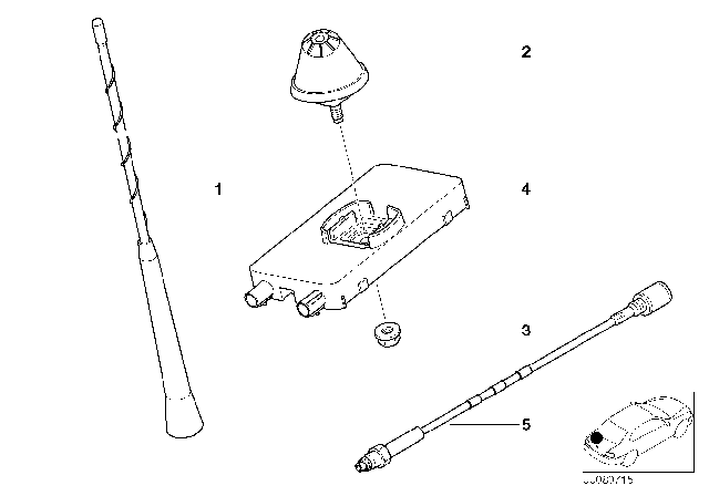 2003 BMW 330Ci Single Parts For Side Panel Telephone Antenna Diagram