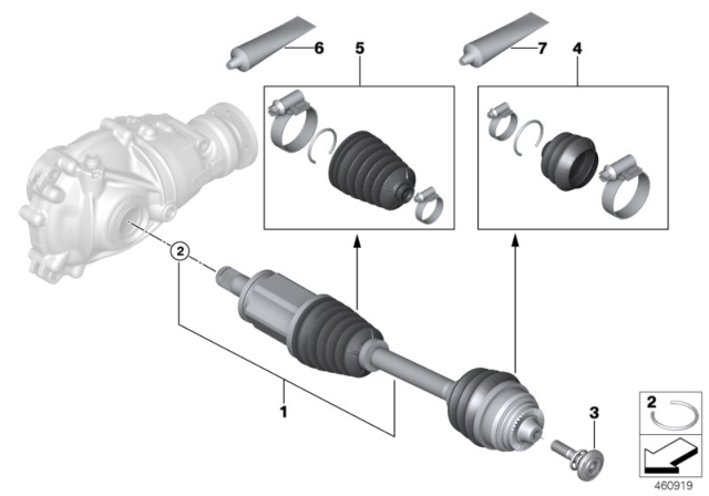 2020 BMW 530i xDrive Front Left Cv Axle Assembly Diagram for 31608683333