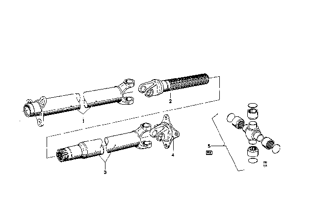 1969 BMW 2000 Drive Shaft, Universal Joint / Centre Mounting Diagram 4