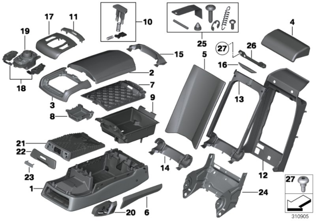 2013 BMW 750i Seat, Rear, Centre Armrest Diagram 2