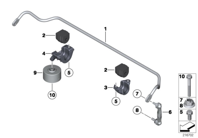 2018 BMW 650i xDrive Gran Coupe Stabilizer, Rear Diagram for 33556789871