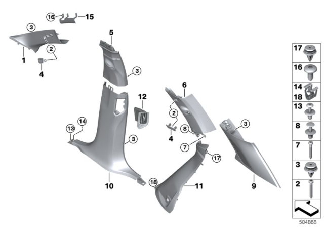 2019 BMW X5 TRIM COVER, D-PILLAR, UPPER Diagram for 51438092629