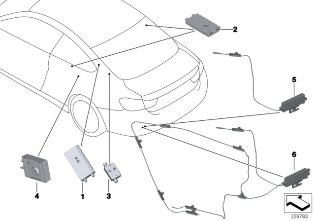 2017 BMW 440i Components, Antenna Amplifier Diagram
