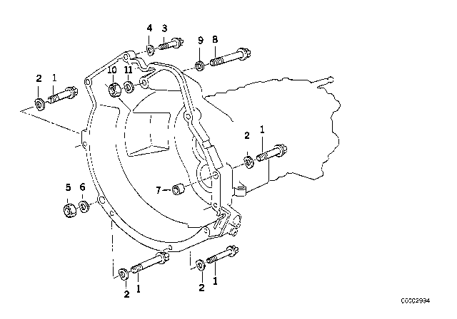 1995 BMW 850CSi Gearbox Mounting Diagram