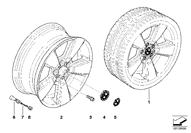 2008 BMW X3 Light Alloy Rim Diagram for 36113411524