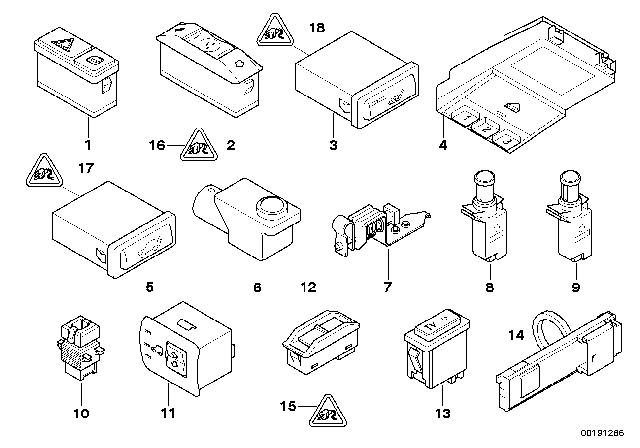 2003 BMW X5 Switch, Air Suspension Diagram for 61318382382