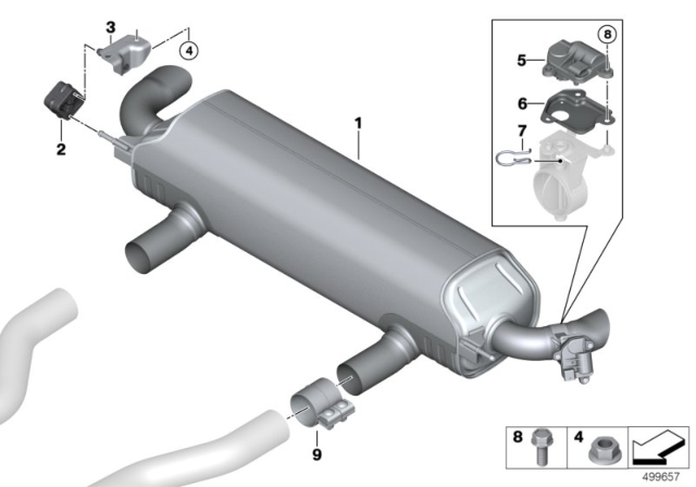 2020 BMW 840i REAR MUFFLER WITH EXHAUST FL Diagram for 18308744799