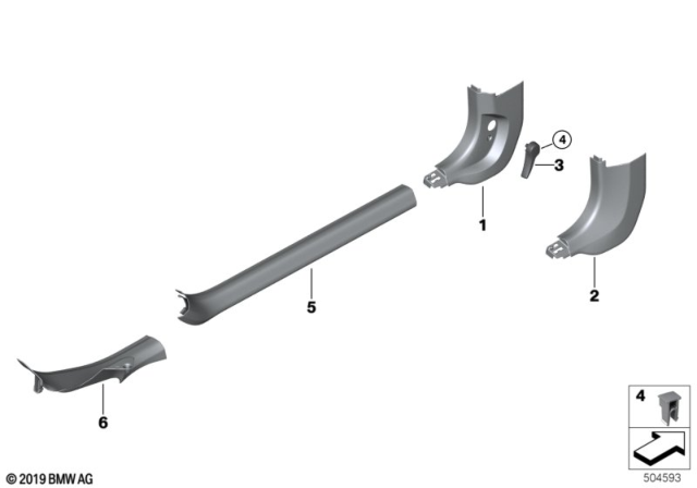 2020 BMW 840i Individual Option Side Trim Panel Footwell Diagram