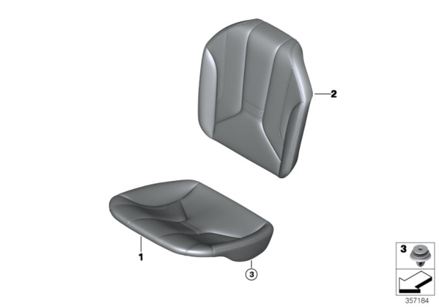 2015 BMW i8 UPHOLSTERY, BACKREST, CLOTH Diagram for 52207489972