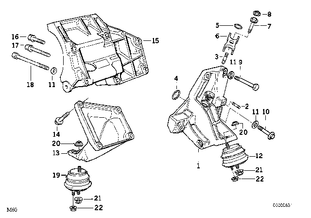 1994 BMW 540i Engine Suspension / Damper Diagram