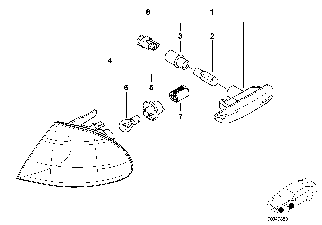 2001 BMW 325xi Front / Front Lateral Turn Indicator Diagram