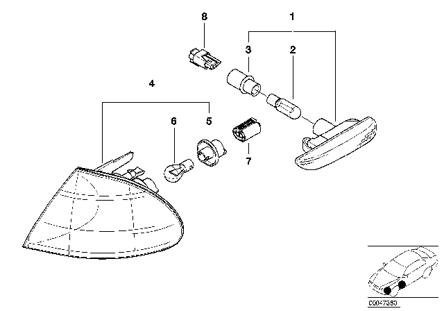 2004 BMW 325i Front / Front Lateral Turn Indicator Diagram