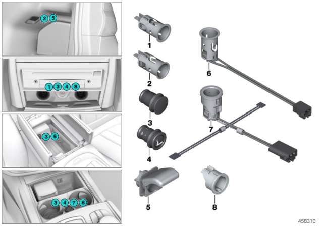 2017 BMW Alpina B7 Cigarette Lighter / Power Sockets Diagram 1