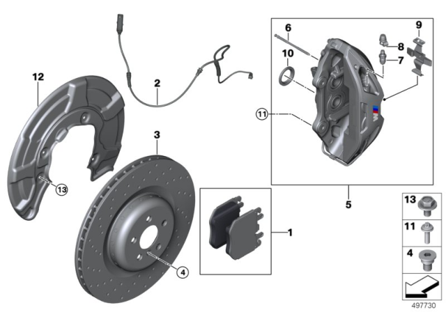 2020 BMW X5 M Performance Front Wheel Brake-Replace Diagram