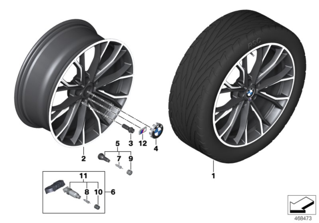 2020 BMW 530e BMW LM Wheel M Double Spoke Diagram