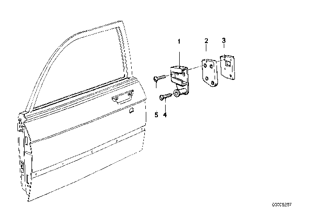 1976 BMW 530i Front Door - Striker Plate Diagram