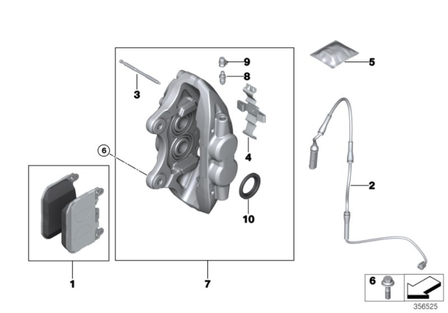 2015 BMW 435i Front Wheel Brake, Brake Pad Sensor Diagram 2