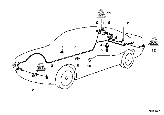 2001 BMW 740i Park Distance Control (PDC) Diagram