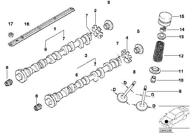 2001 BMW Z8 Valve Timing Gear, Camshaft Diagram