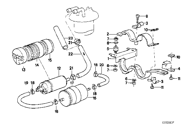 1986 BMW 635CSi Fuel Pump / Fuel Filter Diagram 2