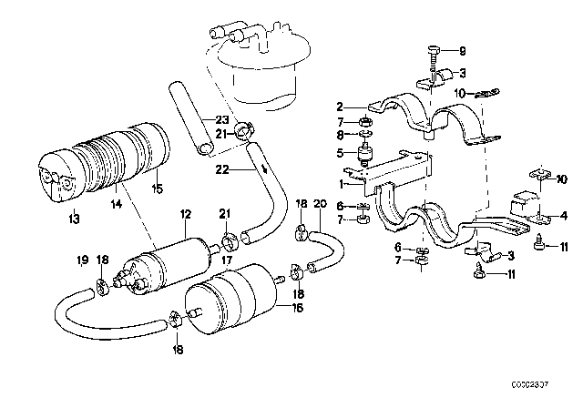 1989 BMW 635CSi Fuel Pump / Fuel Filter Diagram 2