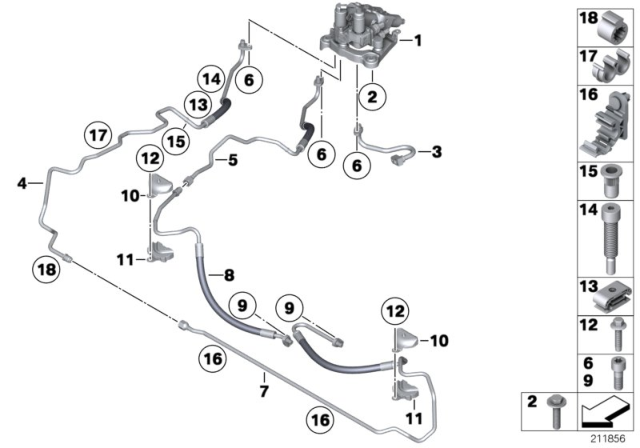 2014 BMW 640i xDrive Valve Block And Add-On Parts / Dyn.Drive Diagram