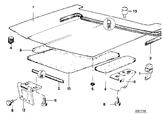 1983 BMW 733i Hood Diagram for 41611955983