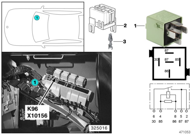 2000 BMW 528i Relay, Fuel Pump Diagram 1