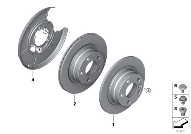 2000 BMW 323Ci Rear Wheel Brake / Brake Disc Diagram