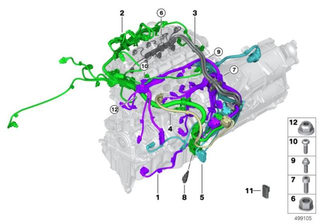 2020 BMW 530i WIRING HARNESS, ENGINE TRANS Diagram for 12538482321