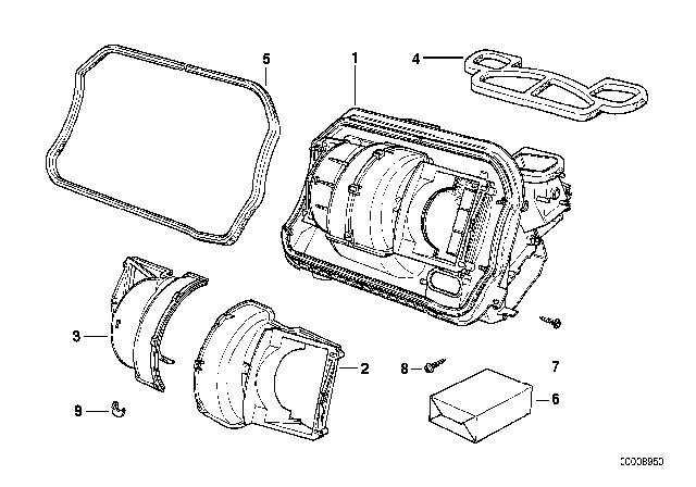 1997 BMW 318ti Blower Upper Part Left Diagram for 64118361924