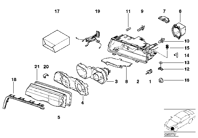 2001 BMW 740i Single Components For Headlight Diagram 2