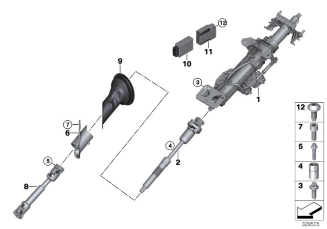 2014 BMW X5 Steering Column, Electrical / Steering Spindle Diagram