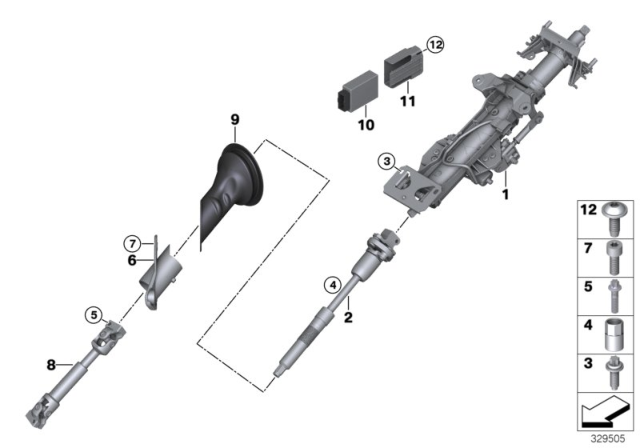 2016 BMW X5 Steering Column, Electrical / Steering Spindle Diagram