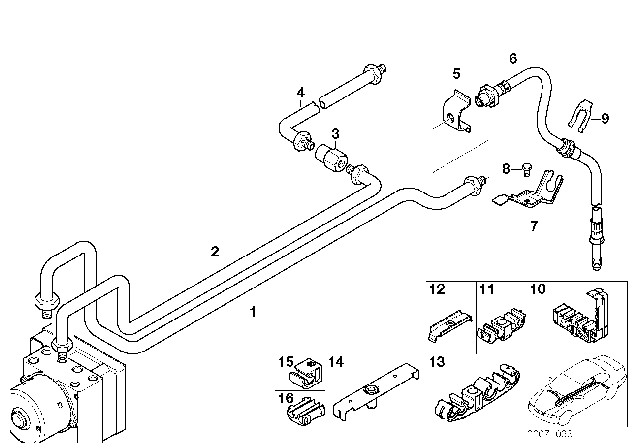 2005 BMW 325Ci Rear Brake Pipe ASC Diagram