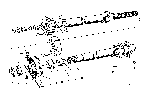 1969 BMW 2000 Drive Shaft, Universal Joint / Centre Mounting Diagram 3