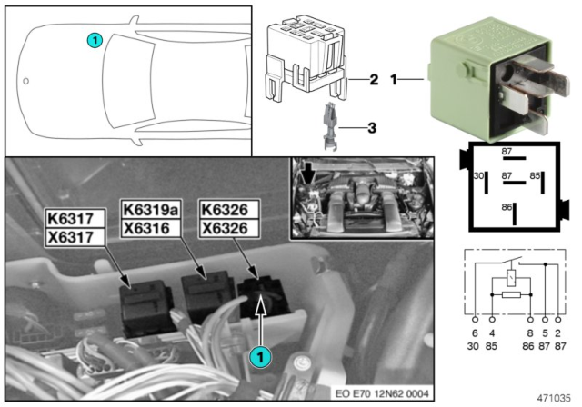 2010 BMW X5 Relay, Load-Shedding Terminal Diagram 1