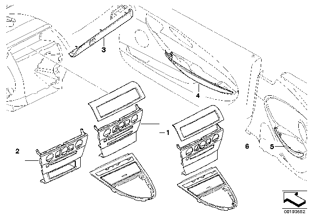 2010 BMW M6 Retrofit, Dark Birch Wood Trim Diagram